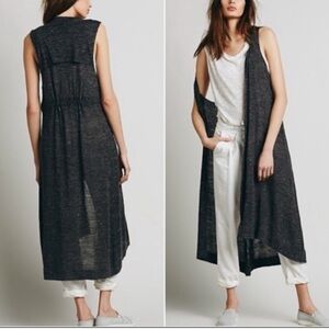 Free People Charcoal Sleeveless Duster Cardigan‎ - Medium - Hippie, Boho